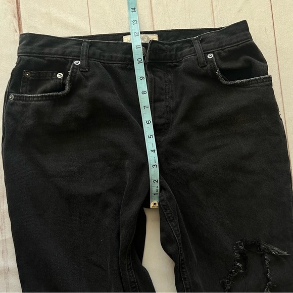 Free People Women's Maggie Straight Leg Jeans Black Mid Rise Distressed Sz 29 - Picture 10 of 16